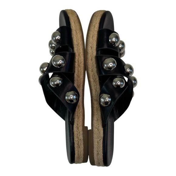 Marc Fischer Prisca Black Strappy with Silver Stud Sandal‎ Shoes Size 6 - Picture 5 of 8